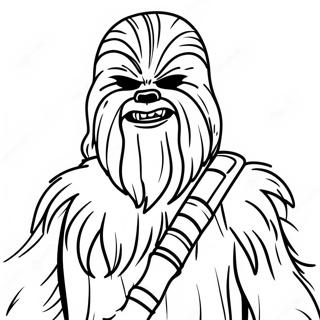 Page à colorier de Chewbacca avec un arbalète | Page de coloriage Chewbacca