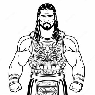 Page à colorier Roman Reigns en pose de champion | Page de coloriage Roman Reigns