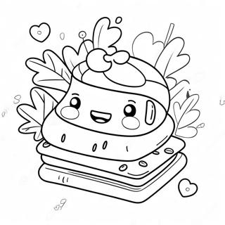 Jolie page à colorier de S'mores avec des visages souriants | Page de coloriage S'mores