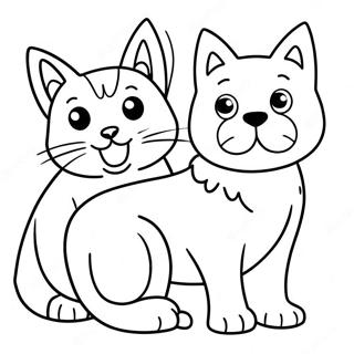 Page à colorier de chien et chat | Page de coloriage Chien et Chat