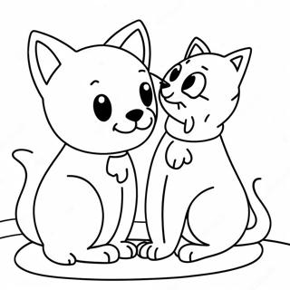 Page à colorier de chien et chat joueurs | Page de coloriage Chien et Chat