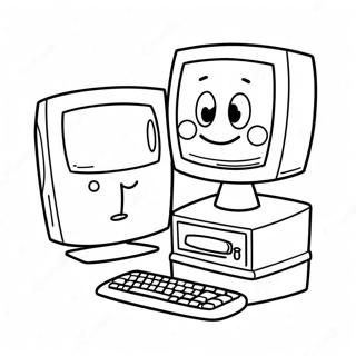 Page à colorier Ordinateur de Dessin Animé Mignon | Page de coloriage Ordinateur
