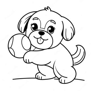 Page à colorier de joli Shih Tzu jouant avec une balle | Page de coloriage Shih Tzu