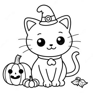 Page à colorier de chaton d'Halloween | Page de coloriage Chat d'Halloween