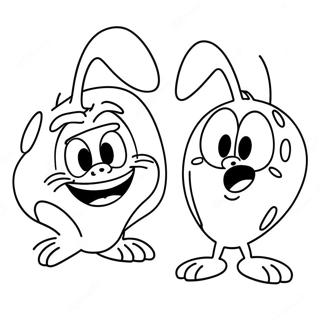 Page à colorier Ren et Stimpy avec des visages drôles | Page de coloriage Ren et Stimpy