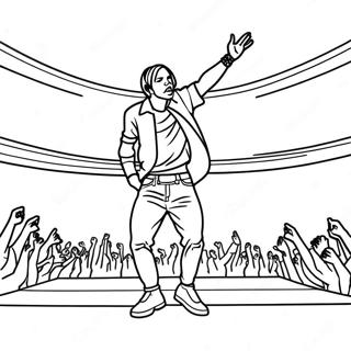 Page à colorier de Travis Scott en performance sur scène | Page de coloriage Travis Scott