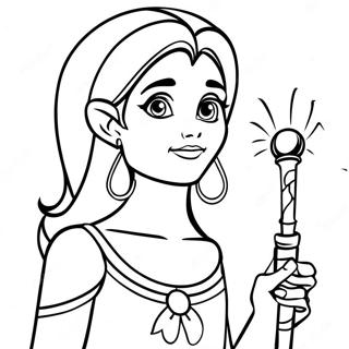 Page à colorier Elena avec Sceptre Magique | Page de coloriage Elena d'Avalor