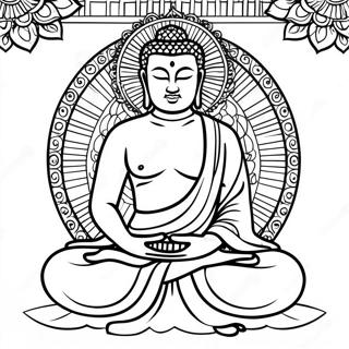 Page à colorier Bouddha en méditation | Page de coloriage Bouddha