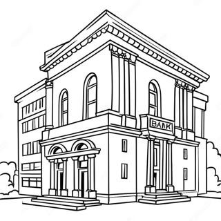 Page à colorier de bâtiment bancaire | Page de coloriage Banque