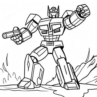 Page à colorier de Megatron des Transformers en bataille | Page de coloriage Mégatron