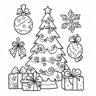 Page à colorier d'un sapin de Noël Preppy | Page de coloriage Noël Préparé