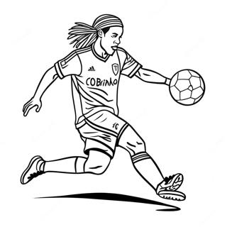 Page à colorier de Ronaldinho dribblant le ballon | Page de coloriage Ronaldinho