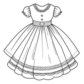 Page à colorier d'une belle robe de communion | Page de coloriage Communion