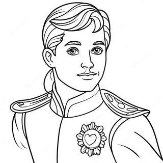 Page à colorier d'un prince charmant en tenue royale | Page de coloriage Prince