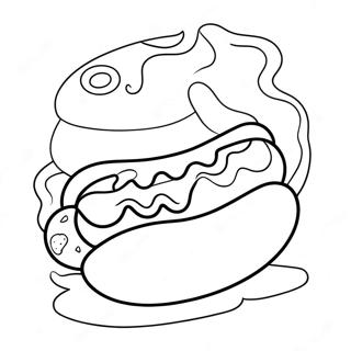 Page à colorier Hot Dog mignon en dessin animé | Page de coloriage Chien Chaud