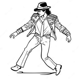 Page à colorier de Michael Jackson en moonwalk | Page de coloriage Michael Jackson