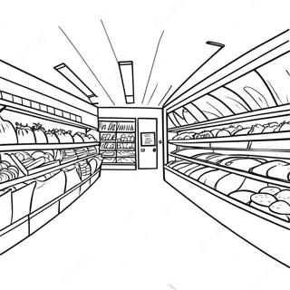 Page à colorier de supermarché | Page de coloriage Magasin d'alimentation