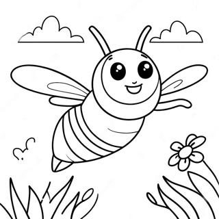 Page à colorier de la mignonne abeille volant | Page de coloriage Bourdon