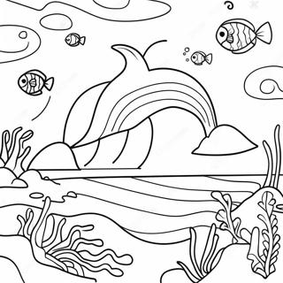 Page à colorier Scène Océanique Réaliste | Page de coloriage Océan réaliste