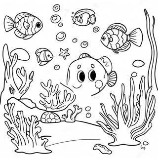 Page à colorier du récif corallien vibrant | Page de coloriage Océan réaliste