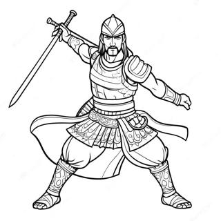 Page à colorier d'Akaza en pose de bataille | Page de coloriage Akaza