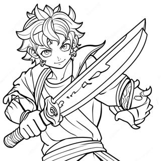 Page à colorier Asta avec Épée de Tueur de Démons | Page de coloriage Trèfle Noir