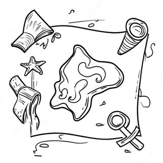 Page à colorier Carte au Trésor Passionnante | Page de coloriage Aventure