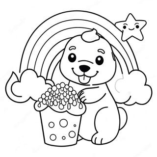 Puppycorn Magique dans un Arc-en-Ciel Page à Colorier | Page de coloriage Puppycorn
