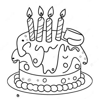 Page à colorier du gâteau d'anniversaire avec des bougies colorées | Page de coloriage Anniversaire