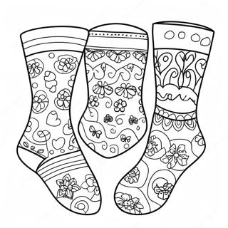 Page à colorier Designs de Chaussettes Colorées | Page de coloriage Chaussette
