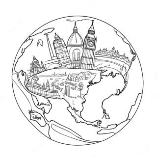 Page à colorier pays colorés du monde | Page de coloriage Pays