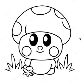 Page à colorier Champignon Mario mignon avec un visage souriant | Page de coloriage Champignon Mario
