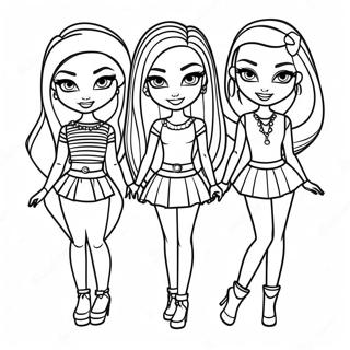 Défilé de mode Bratz stylé à colorier | Page de coloriage Bratz de Mode