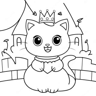 Page à colorier Princesse Kitty étincelante dans un château | Page de coloriage Princesse Kitty
