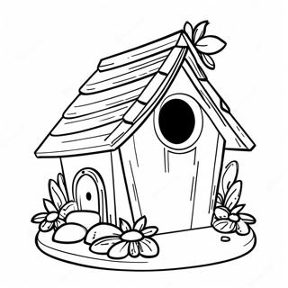 Page à colorier Maison des oiseaux | Page de coloriage Nichoir