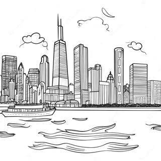 Page à colorier Skyline de Chicago | Page de coloriage Chicago