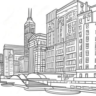 Page à colorier Architecture colorée de Chicago | Page de coloriage Chicago