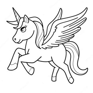 Page à colorier de l'Alicorne Magique en Vol | Page de coloriage Alicorne