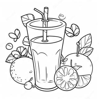 Page à colorier de jus de fruits rafraîchissant | Page de coloriage Boissons