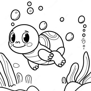 Page à colorier de Squirtle nageant dans l'Océan | Page de coloriage Carapuce