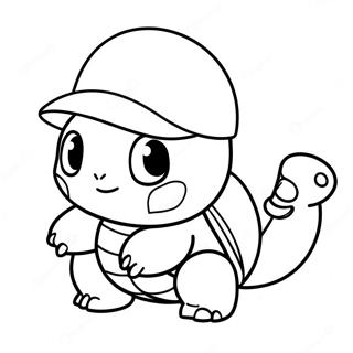 Page à colorier de Squirtle mignon avec un Chapeau | Page de coloriage Carapuce