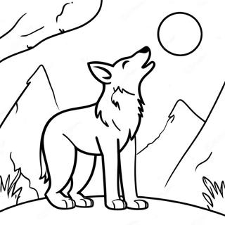 Page à colorier de coyote hurlant à la lune | Page de coloriage Coyote