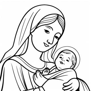 Page à colorier Marie et Bébé Jésus | Page de coloriage Nativité