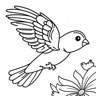 Page à colorier d'oiseau coloré en vol | Page de coloriage Oiseau en Vol