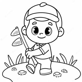 Page à colorier de Golfeur de Dessin Animé Mignon | Page de coloriage Golf
