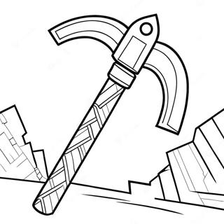 Page à colorier de la pioche colorée de Minecraft | Page de coloriage Outils Minecraft