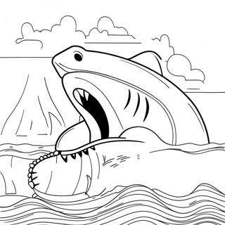 Page à colorier de scène de film Jaws | Page de coloriage Bouche