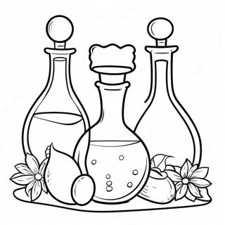 Page à colorier de bouteilles de potion mystérieuses | Page de coloriage Potions