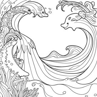 Page à colorier Douces Vagues de l'Océan | Page de coloriage Vagues