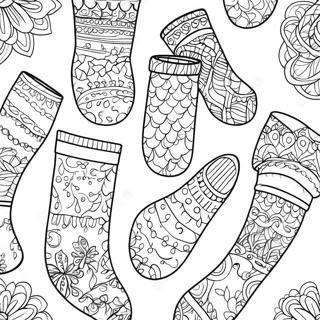 Page à colorier Motif de Chaussettes Colorées | Page de coloriage Chaussettes